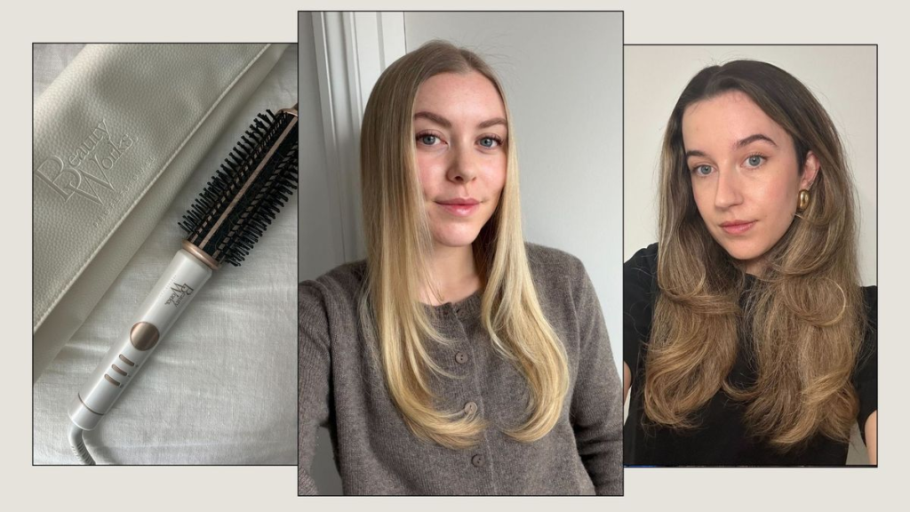 Beauty tools for skincare, haircare, and makeup, including facial rollers, makeup brushes, sponges, combs, and hair styling tools.