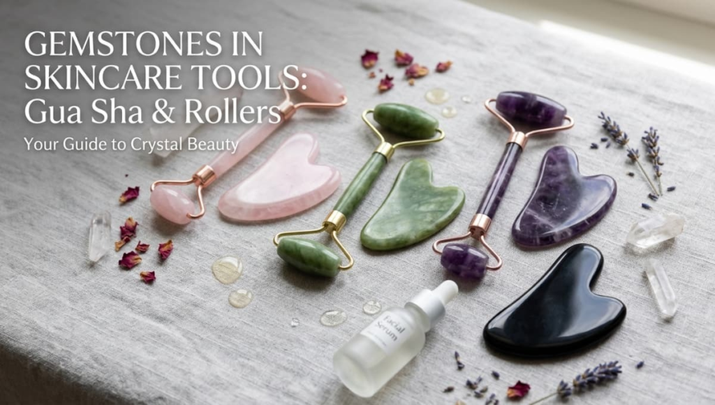 Beauty tools for skincare, haircare, and makeup, including facial rollers, makeup brushes, sponges, combs, and hair styling tools.